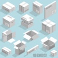 Isometric vector cardboard boxes