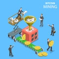 Isometric vector concept illustration of cryptocurrency mining. Royalty Free Stock Photo