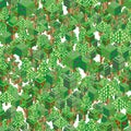 Isometric flowering trees pattern for forest, park, city. Seamless background. Landscape constructor kit icons for game, Royalty Free Stock Photo