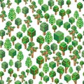 Isometric flowering trees pattern for forest, park, city. Seamless background. Landscape constructor kit icons for game, Royalty Free Stock Photo