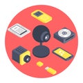Isometric vector gadget computer devices icons wireless technologies mobile communication 3d illustration. Digital Royalty Free Stock Photo