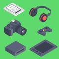 Isometric vector gadget computer devices icons wireless technologies mobile communication 3d illustration. Digital Royalty Free Stock Photo