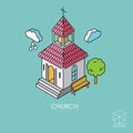Isometric vector icon church on a blue background Royalty Free Stock Photo