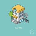 Isometric vector icon city hall on a blue background