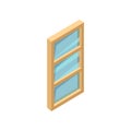 Isometric vector icon of rectangular wooden window with blue glass. Graphic element for web-site or mobile app Royalty Free Stock Photo