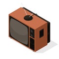 Isometric vector icon of retro television tv set with aerial on the top. Royalty Free Stock Photo