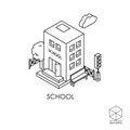 Isometric vector icon school on a white background Royalty Free Stock Photo