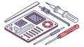Advanced Tool Kit with Precision Screwdrivers & Hobby Knife Vector, vector design Generative AI Royalty Free Stock Photo