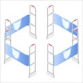 Isometric vector. Preventing shoplifting scanner gate system. Anti-theft sensor gates. Security system detect barcode