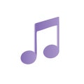 Isometric vector illustration of purple music note symbol on white background for musical design and creative Royalty Free Stock Photo