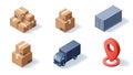 Logistics and Delivery Isometric Icons Set Royalty Free Stock Photo