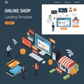 Online Shop Landing Template Isometric Vector Royalty Free Stock Photo