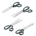 Isometric vector tailor scissors isolated on white. Scissors for cutting and sewing.