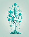 Isometric Vector Tree with Upward Arrow Charts and Data Network Lines Royalty Free Stock Photo
