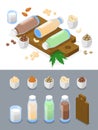 Isometric vegan milk illustration