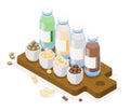 Isometric vegan milk illustration