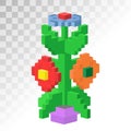 Isometric vew flower stable pixel art vector icon