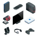 Isometric Video Game console icon set. Simple set of game console vector icons for web design isolated on white