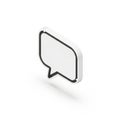 Isometric View of a Blank White Speech Bubble with Black Outline on White Background Royalty Free Stock Photo