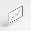 Isometric computer monitor displaying a rising line graph with data points on a white background Royalty Free Stock Photo