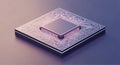 Isometric view of a computer processor chip with glowing circuits microchip technology Royalty Free Stock Photo