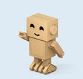 Isometric view of Cute Cardboard Robot isolated on light blue background