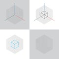 Isometric view, 3d coordinates axis Royalty Free Stock Photo