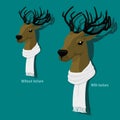 Isometric view of Deer with white scarf on transparent background