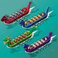 Isometric view dragon boat race festival Royalty Free Stock Photo