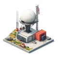 Isometric view of a futuristic radar station complex Royalty Free Stock Photo