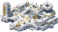 Futuristic Arctic Base Station Isometric View - Sci-Fi Colony Exploration Outpost Royalty Free Stock Photo