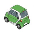 Isometric View of a Green and White Small Car Royalty Free Stock Photo