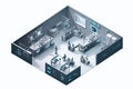 isometric view of high-tech lab, with futuristic equipment and cutting-edge technology Royalty Free Stock Photo