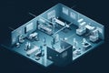 isometric view of high-tech lab, with futuristic equipment and cutting-edge technology Royalty Free Stock Photo