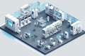 isometric view of high-tech lab, with futuristic equipment and cutting-edge technology Royalty Free Stock Photo