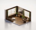 Isometric view living room scandinavian style open inside interior architecture 3d rendering digital art