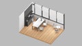 Isometric view of a manager room,office space, 3d rendering