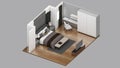 Isometric view of a master bedroom,residential area, 3d rendering