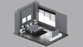 Isometric view of a master bedroom,residential area, 3d rendering Royalty Free Stock Photo