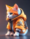 isometric view of a MINI cute hyperrealistic futuristic soldier cat. Generative AI