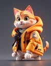 isometric view of a MINI cute hyperrealistic futuristic soldier cat. Generative AI