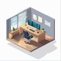 Isometric Programmers Workspace with Dual Monitors Royalty Free Stock Photo