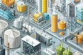 Detailed Isometric Illustration Showcasing Modern Refinery Infrastructure With Various Processing Units and Storage Royalty Free Stock Photo