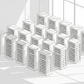 Isometric view of modern server racks in organized data center room Royalty Free Stock Photo