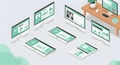 Isometric Digital Devices Displaying Data Analytics and Website Design Royalty Free Stock Photo