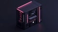 Isometric view of a server rack with glowing pink accents, symbolizing modern technology infrastructure Royalty Free Stock Photo