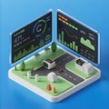 Isometric smart meter dashboard with utility usage graphs and data image Royalty Free Stock Photo