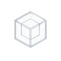 Isometric View of Transparent Nested Cube, Geometry Model, Wireframe Structure, 3D Visualization Royalty Free Stock Photo