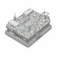Isometric view of a two-story structure with detailed interior. The building features Royalty Free Stock Photo