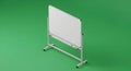 Isometric view of whiteboard with stand on green background, blank surface Royalty Free Stock Photo